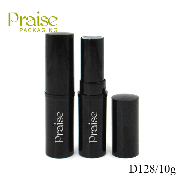 New round plastic empty cosmetic concealer tube packaging, 10g black smooth foundation tube, support sampling