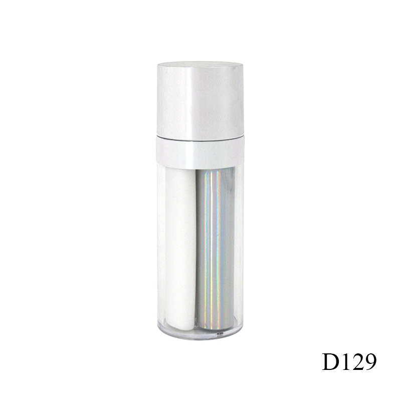 30ml+7.6ml spraying silver plastic bottle, double tube designed lotion essence container with pump wholesale skin care packaging