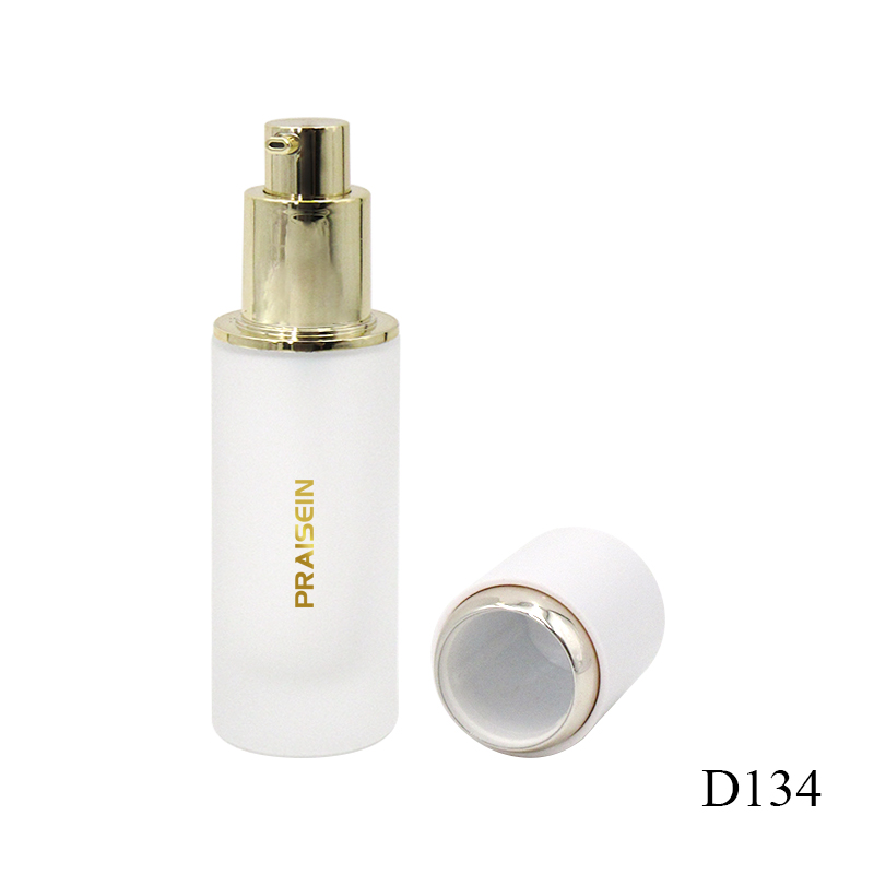 30ml custom new round frosted glass lotion bottle with lid, empty essence bottle skin care packaging