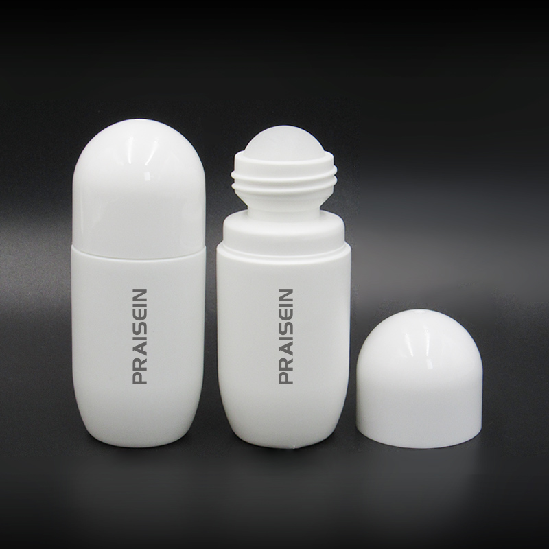 Deodorant roll on bottle 30ml 50ml PE white plastic roller ball bottle for essential oils and perfumes