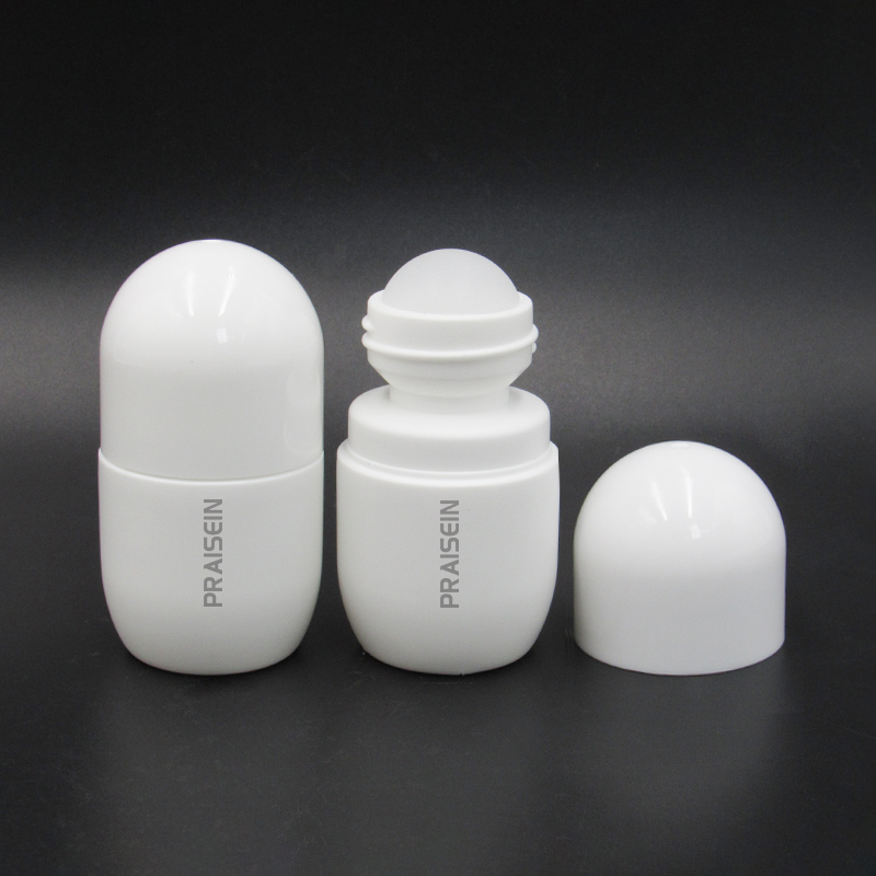 Deodorant roll on bottle 30ml 50ml PE white plastic roller ball bottle for essential oils and perfumes