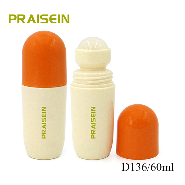 60ml round deodorant ball bottle manufacturers provide cosmetics perfume roll on plastic containers