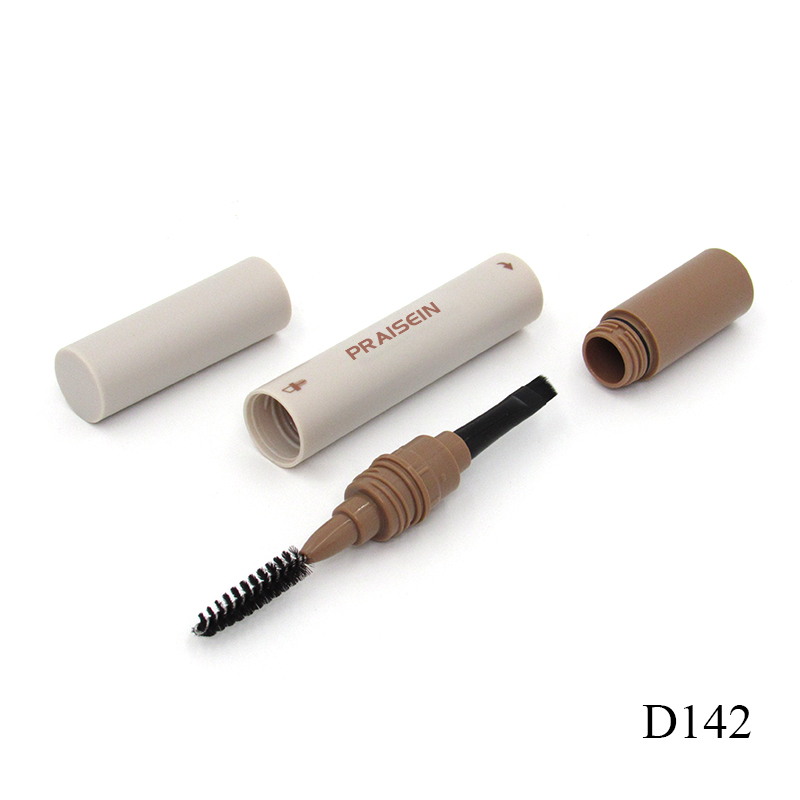 Wholesale premium plastic cosmetic eyebrow cream container with brush custom empty round eyebrow tube packaging