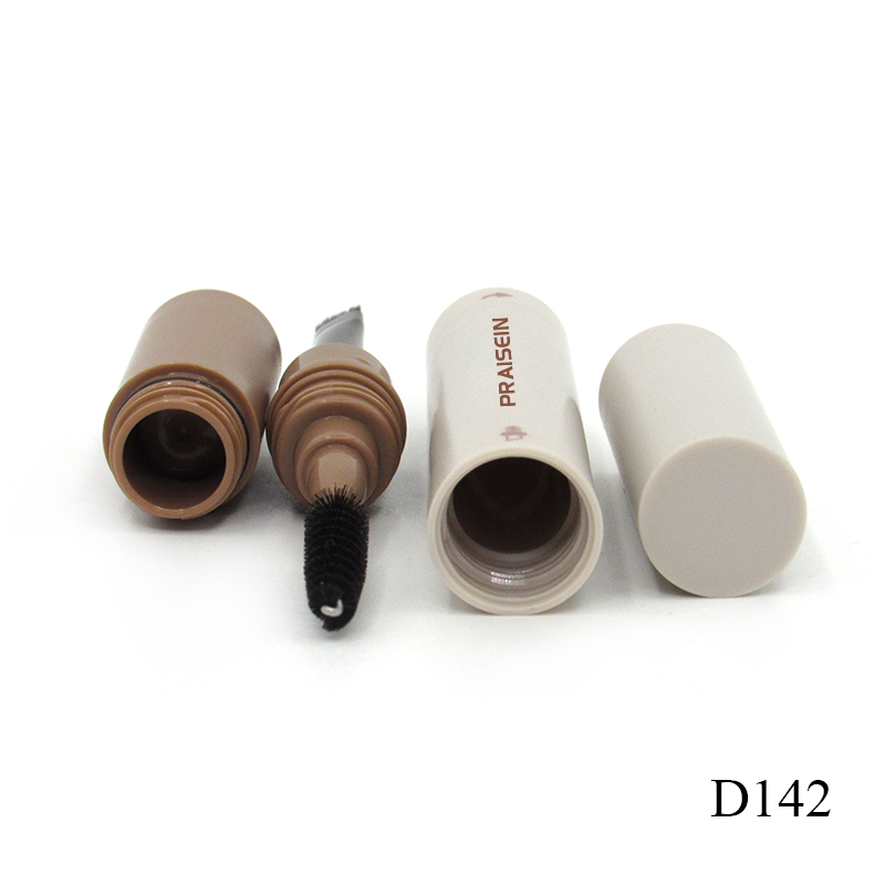 Wholesale premium plastic cosmetic eyebrow cream container with brush custom empty round eyebrow tube packaging