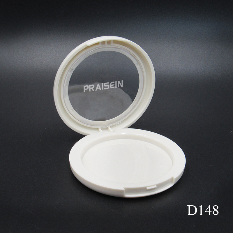 Wholesale 6-7g cosmetic powder compact packaging empty white plastic blush powder case