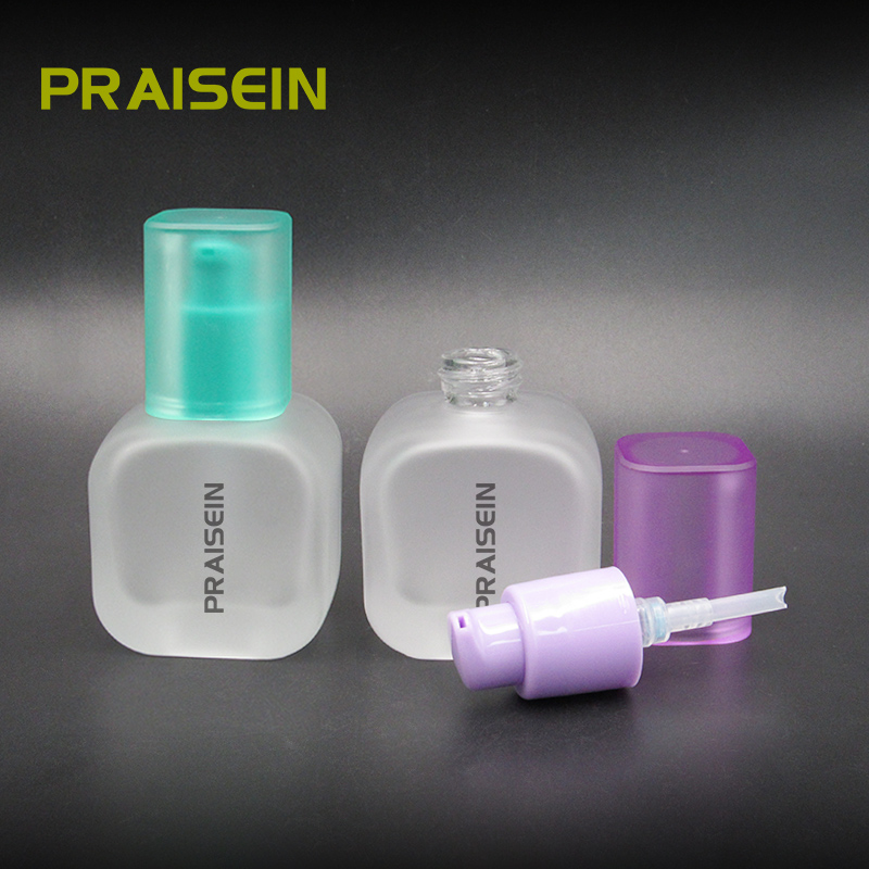 30ml square frosted glass bottle makeup liquid foundation lotion bottle glass pump bottle