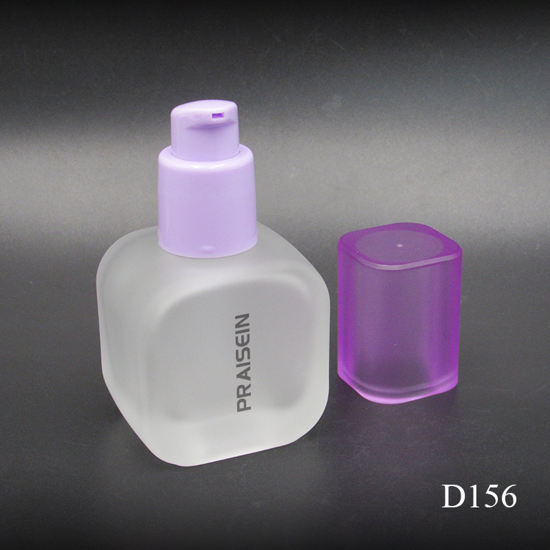 30ml square frosted glass bottle makeup liquid foundation lotion bottle glass pump bottle