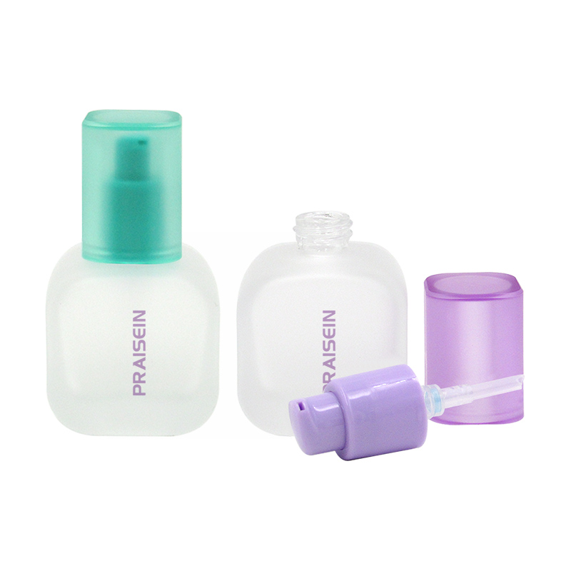 30ml square frosted glass bottle makeup liquid foundation lotion bottle glass pump bottle