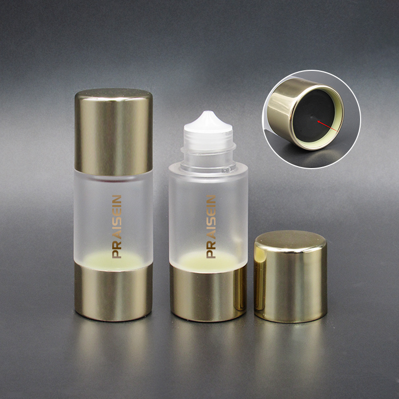 Custom new cosmetic container packaging round gold liquid blush tube bottle 10ml