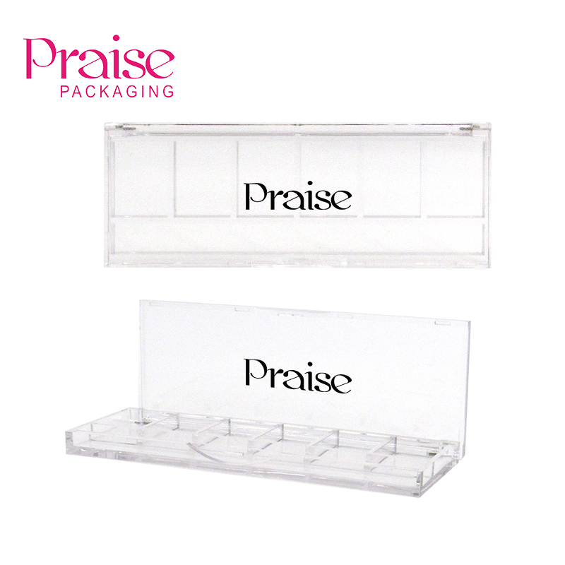 Cosmetic eye shadow case manufacturers sell rectangular 6 color empty clear eyeshadow palette plastic packaging