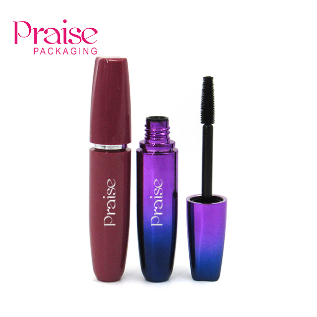 24ml mascara tube wholesale round gradient color spray plating plastic empty mascara packaging container printing logo