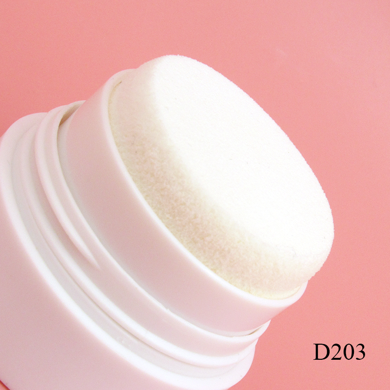 White plastic loose powder case with mirror cosmetic packaging custom portable round empty blush powder container