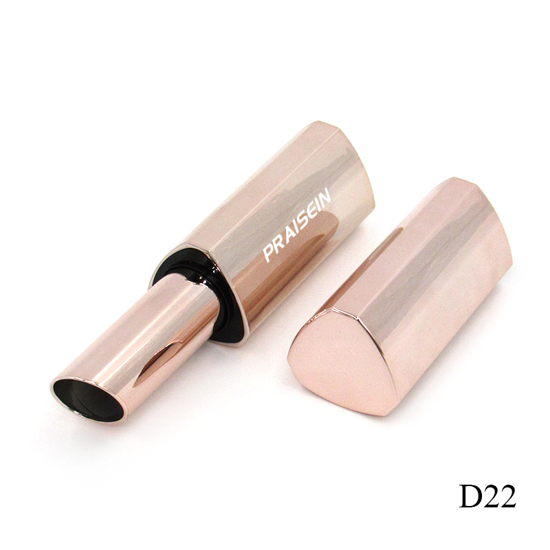 Light luxury rose gold lipstick tube with magnetic triangle plastic tube custom lipstick containers