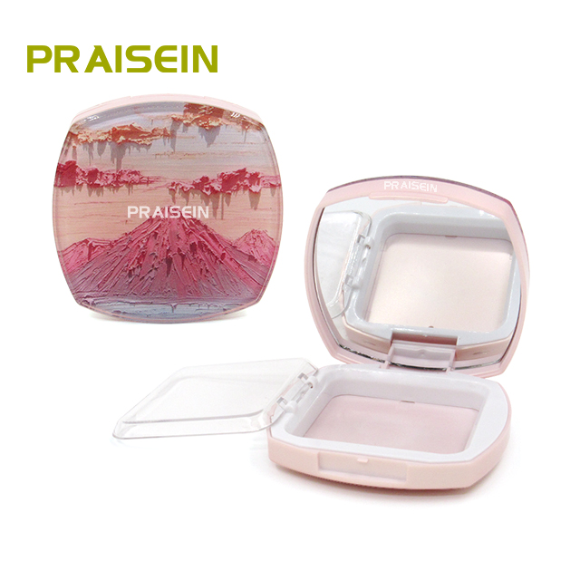 Custom color cosmetics container square powder compact case with mirror plastic foundation empty case