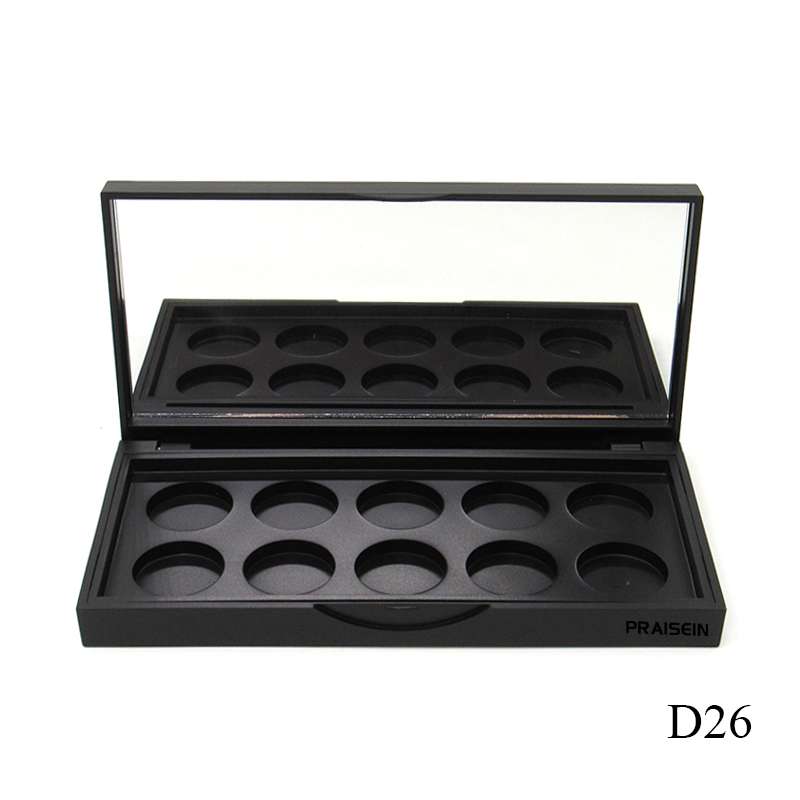 Private brand custom cosmetic eye shadow case with mirror 10 color plastic empty eyeshadow palette packaging