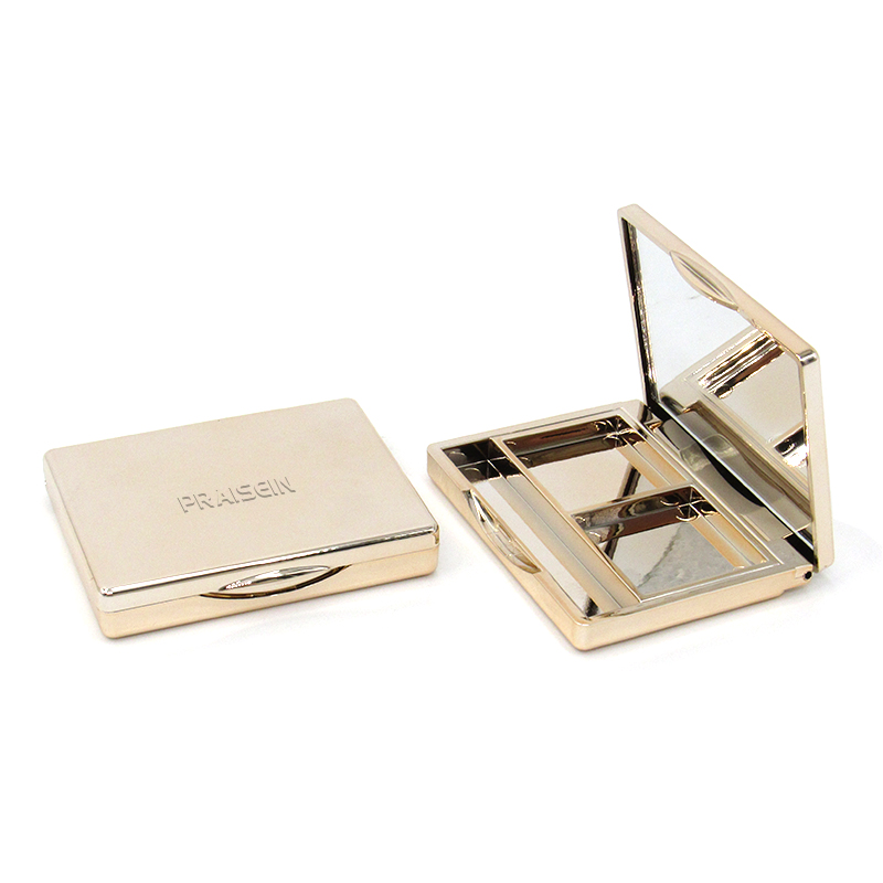 New cosmetics 2 color eyebrow powder case packaging, private brand empty square plastic eyeshadow case