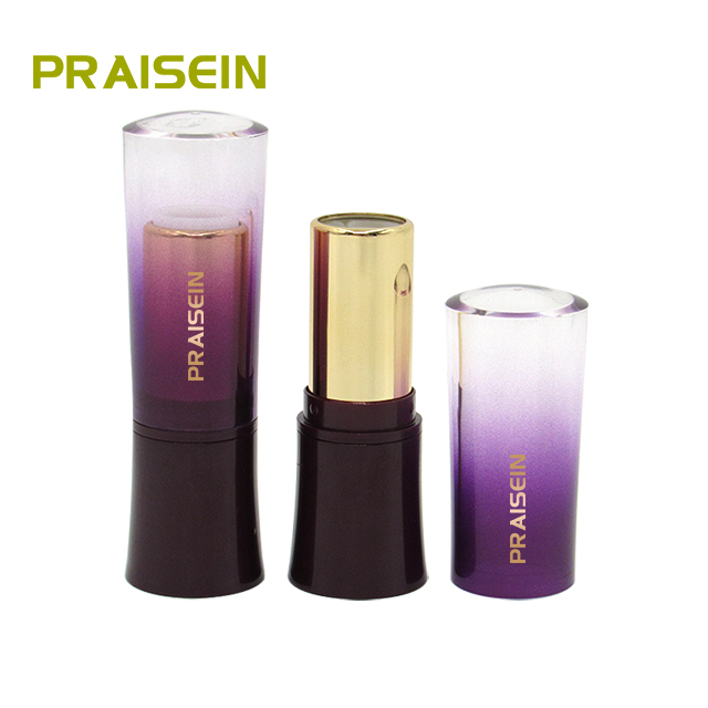 Wholesale purple plastic lipstick tubes cosmetic container plastic material empty lipstick packaging tube