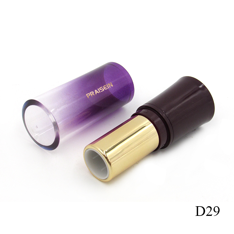 Wholesale purple plastic lipstick tubes cosmetic container plastic material empty lipstick packaging tube