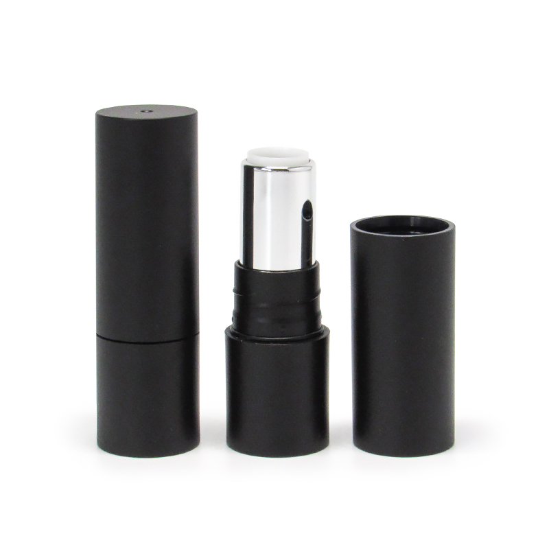 Cheap price OEM custom Designs makeup lipstick container Rotary cover empty cosmetic black lipstick tube plastic packaging