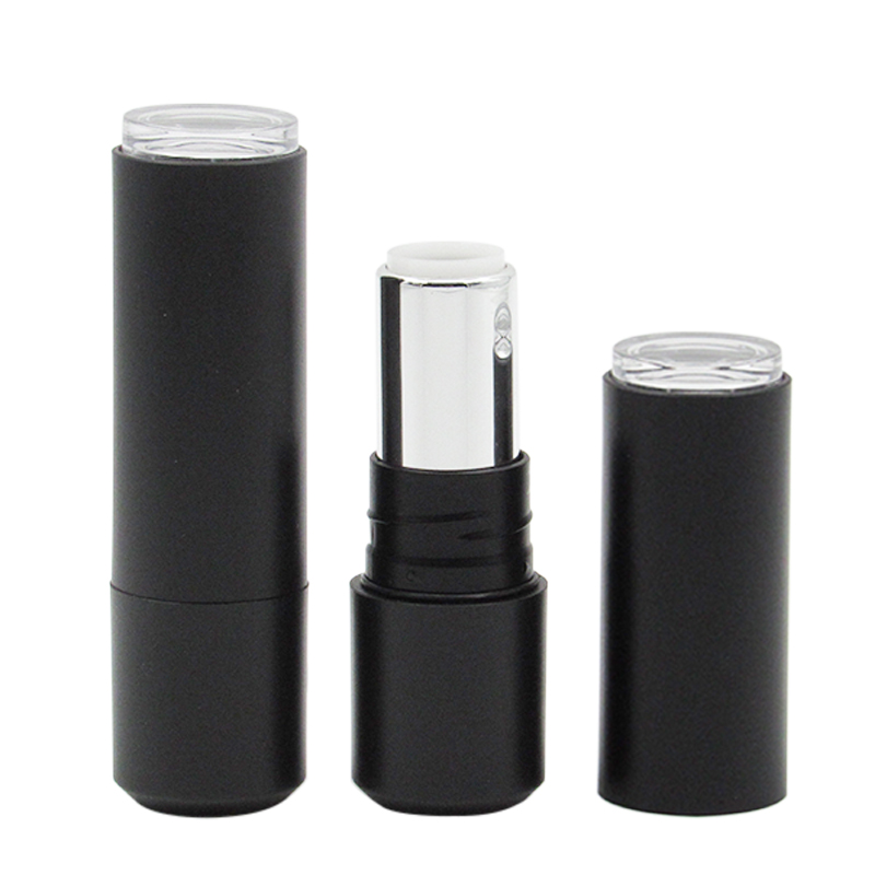 Cheap price OEM custom Designs makeup lipstick container Rotary cover empty cosmetic black lipstick tube plastic packaging