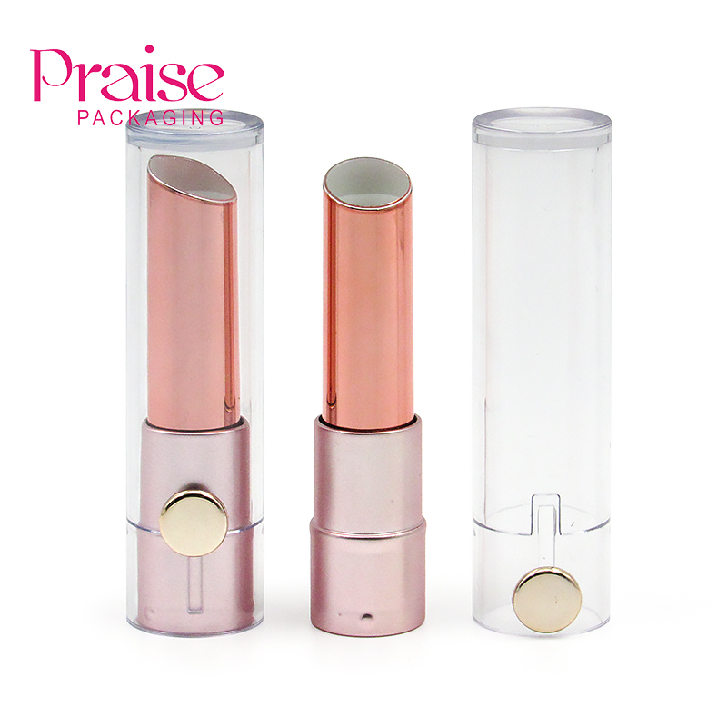 New item cosmetic packaging empty round lipstick tubes plastic container, Slide button open, Support custom processing