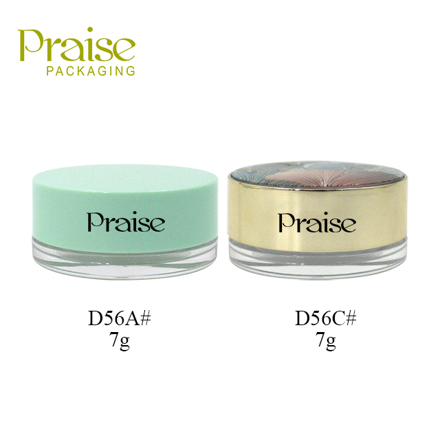 Custom pattern 7g circular empty loose powder container case, cosmetic powder plastic jar packaging