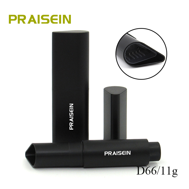 Creative cosmetic concealer tube packaging 11g black profiled foundation stick container with bottom swivel