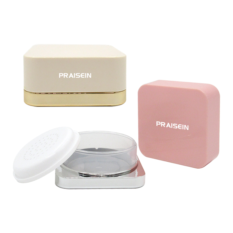 8g-12g high quality square loose powder case with magnetic adsorption, smooth plastic cosmetic powder container custom pattern