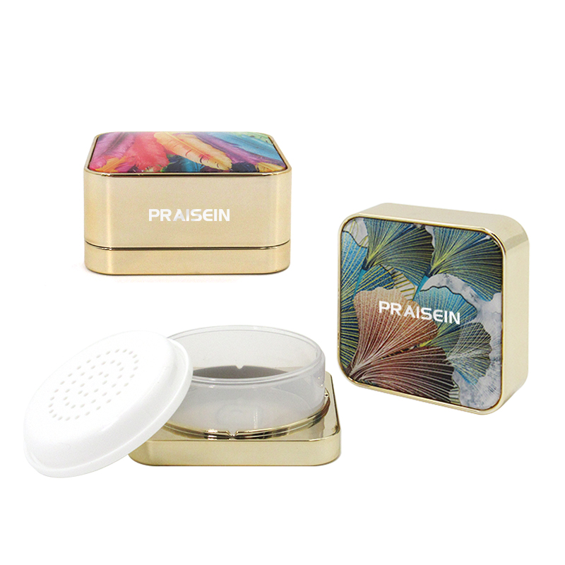 8g-12g high quality square loose powder case with magnetic adsorption, smooth plastic cosmetic powder container custom pattern