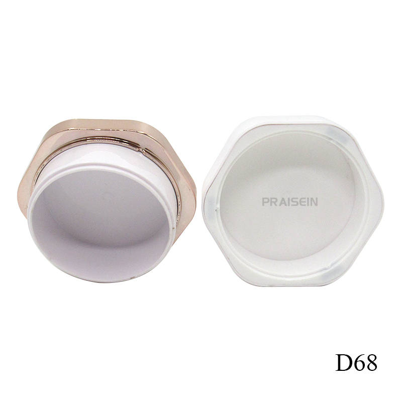 Custom magnetic adsorption loose powder case, 8-12g hexagonal plastic cosmetic powder containers with white lid