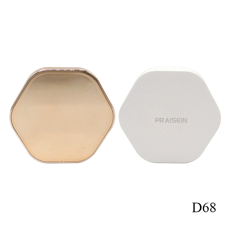 Custom magnetic adsorption loose powder case, 8-12g hexagonal plastic cosmetic powder containers with white lid