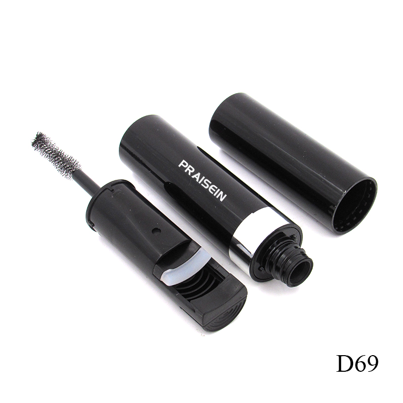 New product plastic mascara container with brush custom logo 5ml 0.17oz black round empty mascara tube packaging