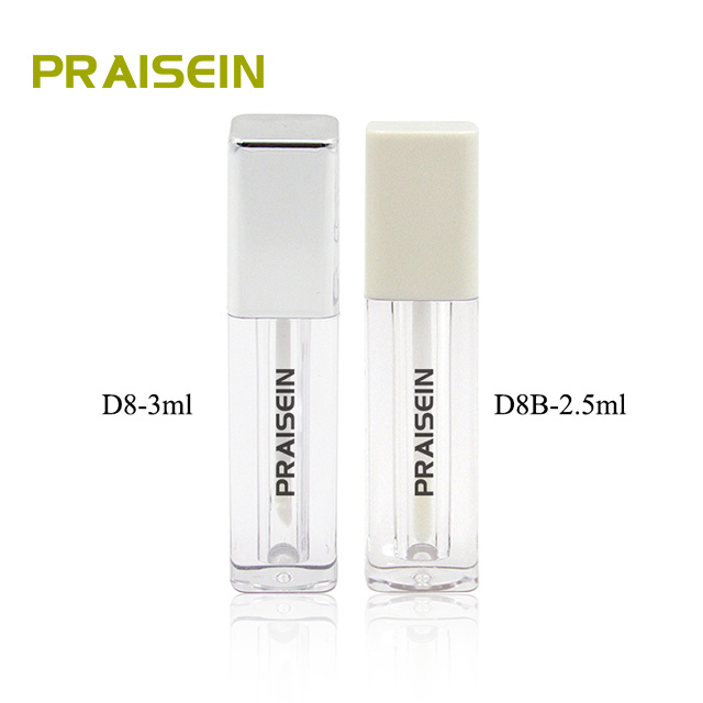 China factory direct wholesale 3ml square makeup plastic clear lip gloss empty tube container, customizable packaging design