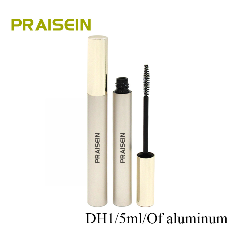 Wholesale gold aluminum mascara empty container 5ml round metal mascara tube with wand