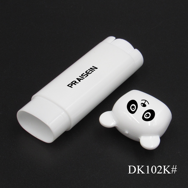 5g Cartoon Children lip balm tube cosmetic packaging, white plastic rotary empty lip balm container custom