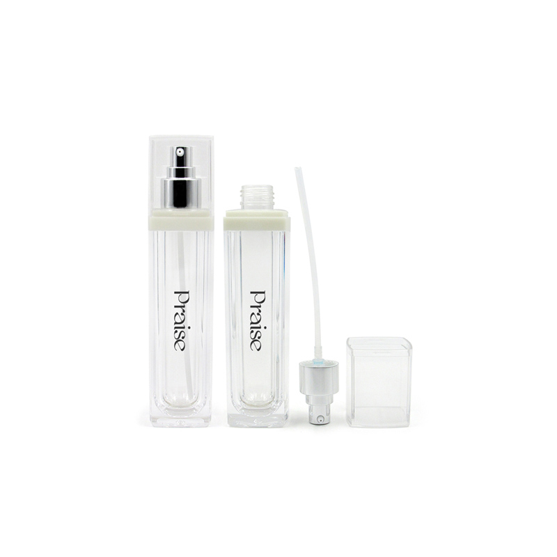 Luxury Acrylic skin care bottle set custom square double-wall lotion bottle with plastic pump, wide mouth cream packaging jars