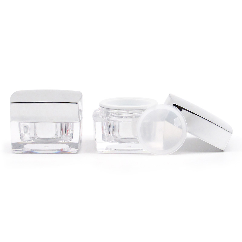 Wholesale high-quality square plastic skin care cream container customized logo Multi capacity empty acrylic cream jars