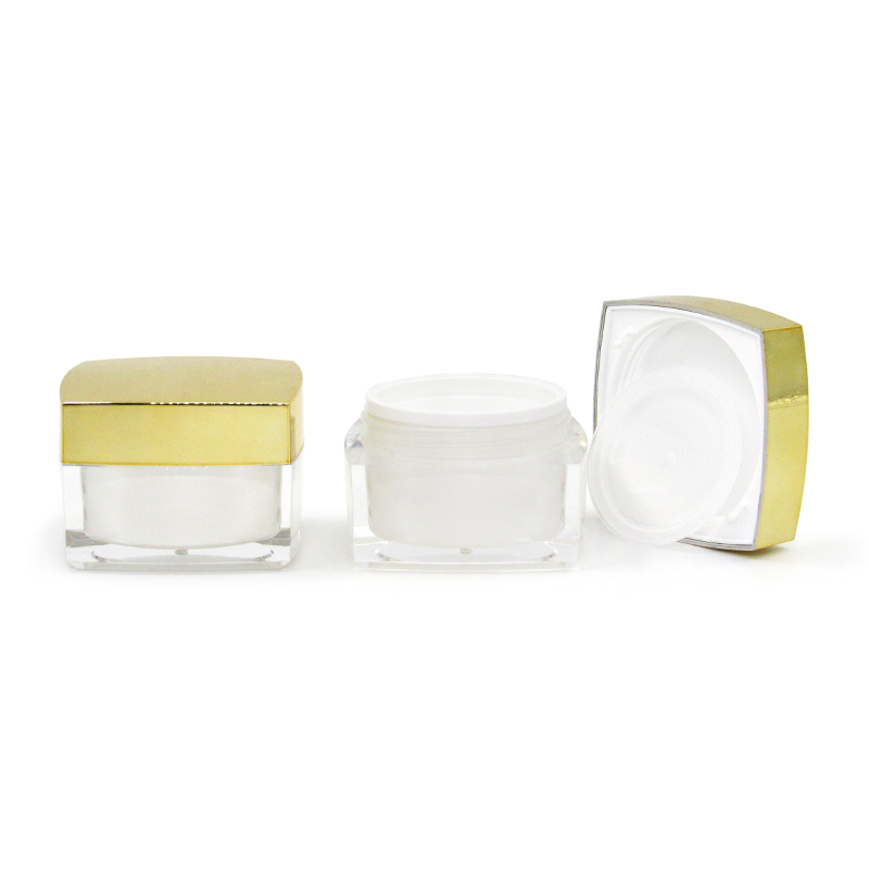 Wholesale high-quality square plastic skin care cream container customized logo Multi capacity empty acrylic cream jars