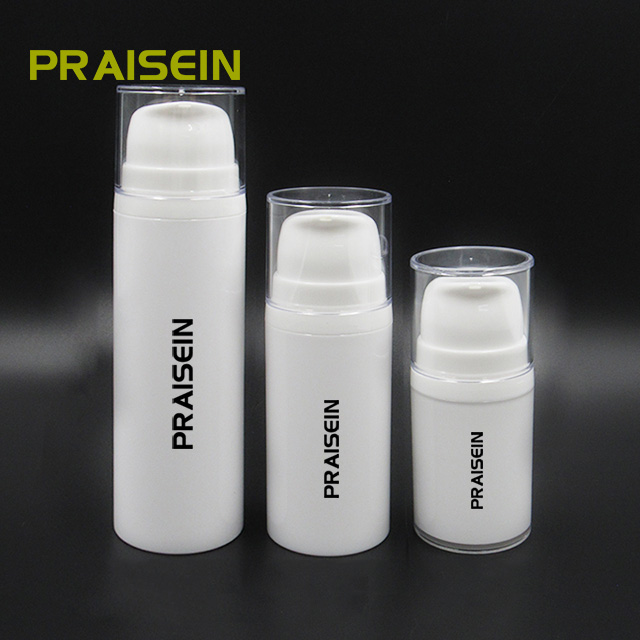 Airless plastic vacuum bottle for skin care, 45ml/70ml white double wall plastic lotion pump bottle, empty cosmetic container