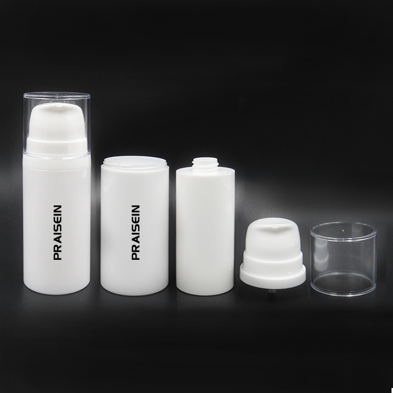 Airless plastic vacuum bottle for skin care, 45ml/70ml white double wall plastic lotion pump bottle, empty cosmetic container