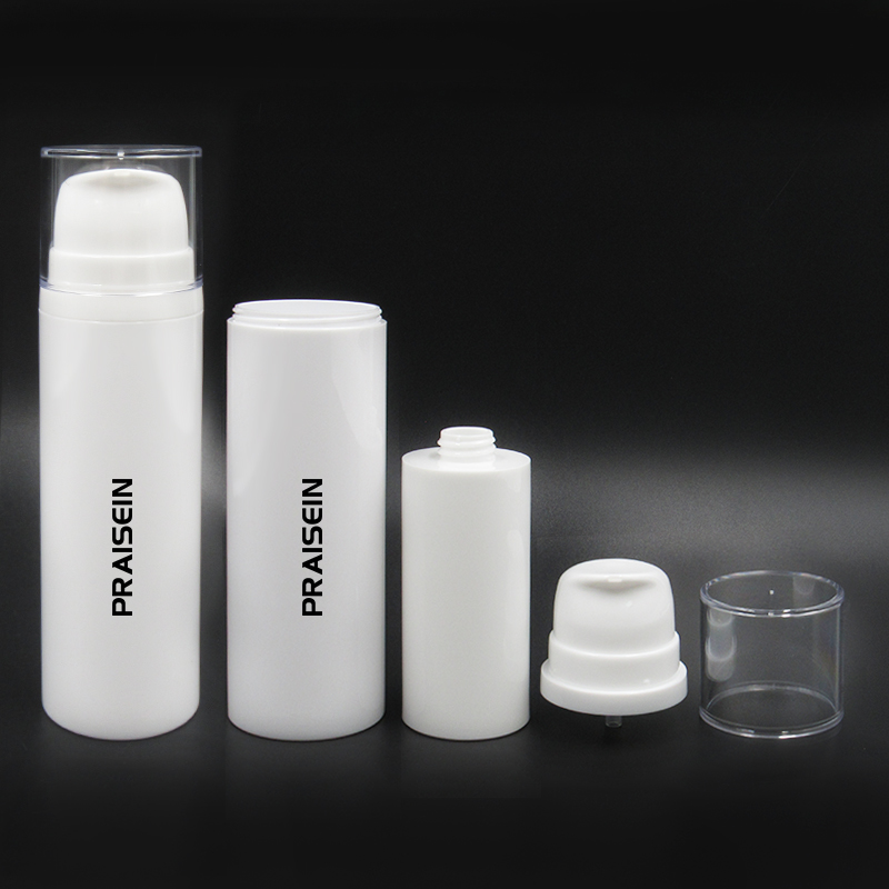 Airless plastic vacuum bottle for skin care, 45ml/70ml white double wall plastic lotion pump bottle, empty cosmetic container