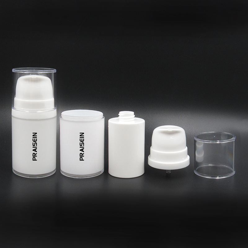 Airless plastic vacuum bottle for skin care, 45ml/70ml white double wall plastic lotion pump bottle, empty cosmetic container