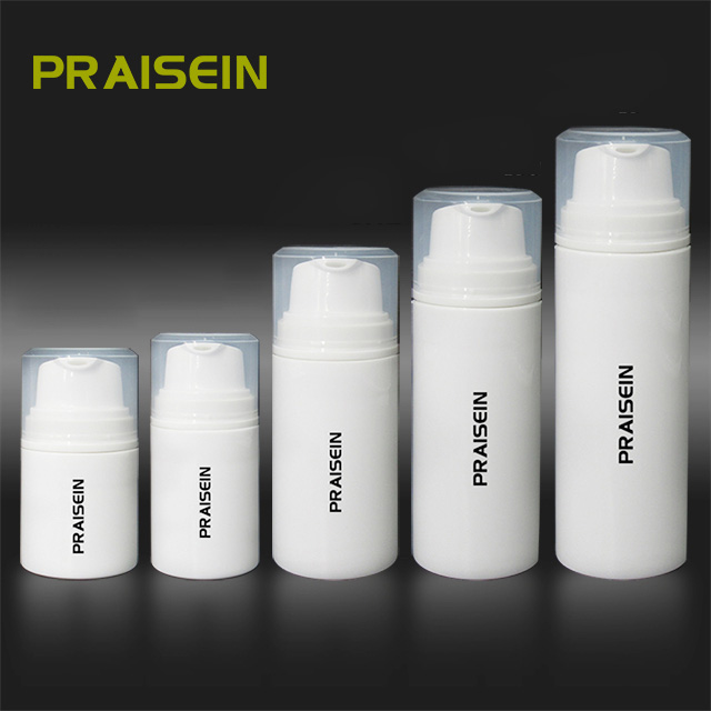 Simple white airless pump vacuum lotion bottles, 30ml/50ml/80ml/100ml/150ml round PP plastic skin care cream container packaging