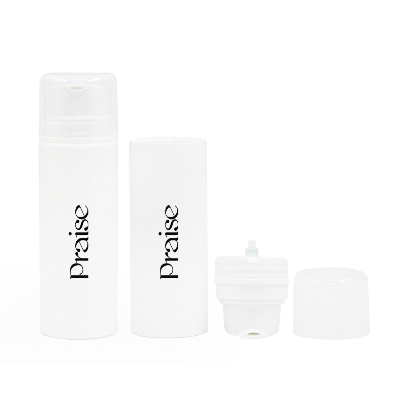 Simple white airless pump vacuum lotion bottles, 30ml/50ml/80ml/100ml/150ml round PP plastic skin care cream container packaging