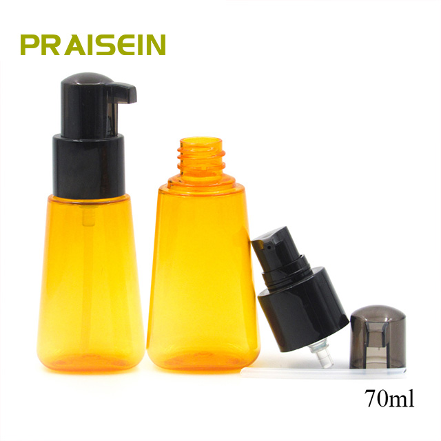 Factory outlet 70ml essential oil bottle, hot selling empty Press-type Hair care plastic bottle offer sample