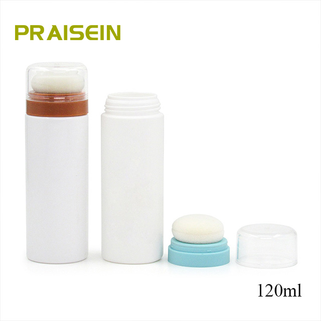 Wholesale 120ml empty Loose Powder Mineral bottle tube with puff, Baby powder after daily shower,skin care PET plastic packaging