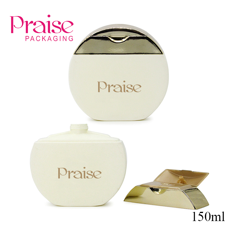 Gold clamshell PE plastic empty jar 150ml round hand cream container,extrusion type body lotion bottle skin care packaging