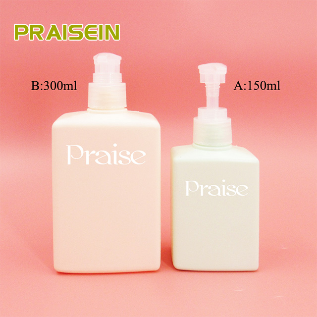 150ml/300ml empty press pump bottles, square plastic hand sanitizer/shampoo bottle, refillable lotion container custom