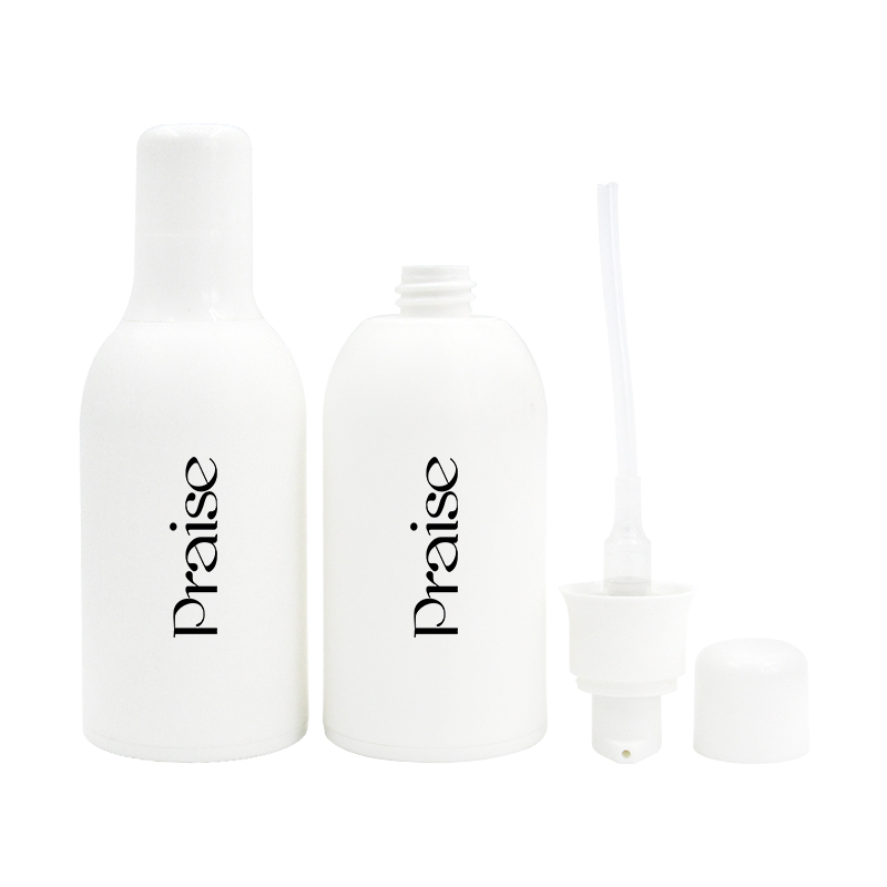 Trendy round shoulder cosmetics bottle set, multi-specification white empty lotion pump bottle, frosted plastic cream jar custom