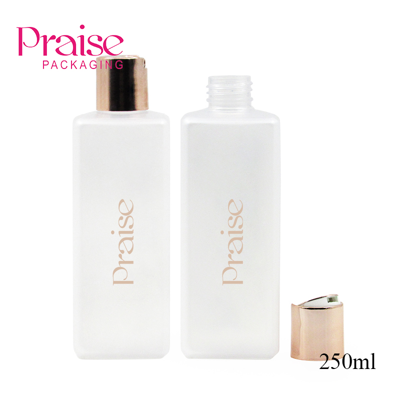 Professional customized cosmetics container and packaging 250ml square PET plastic toner bottle, makeup remover empty bottle